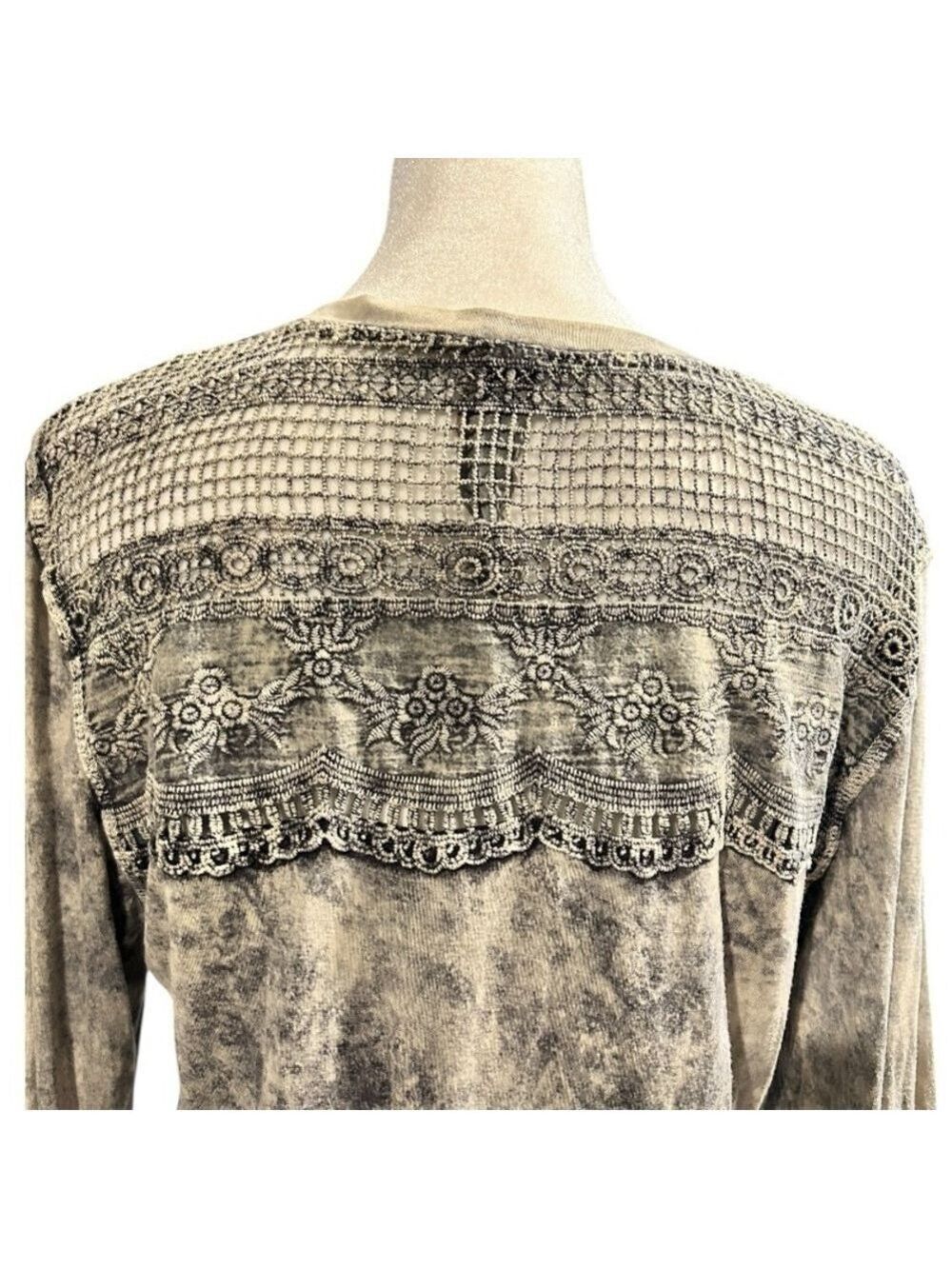 ARATTA SILENT JOURNEY Mineral Acid Wash Embroidered LS Tunic Shirt Boho Sz S EC - Picture 3 of 7